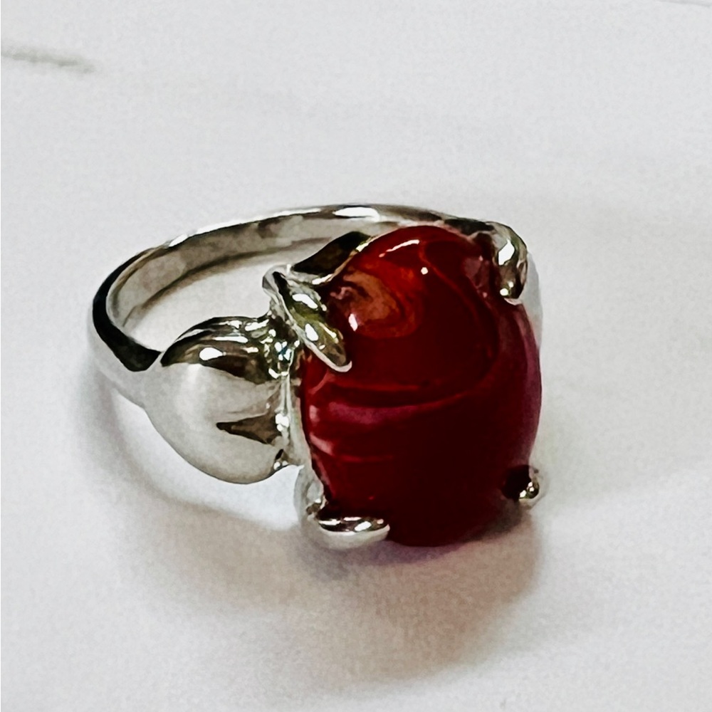 Striking Red and Silver Gemstone Ring